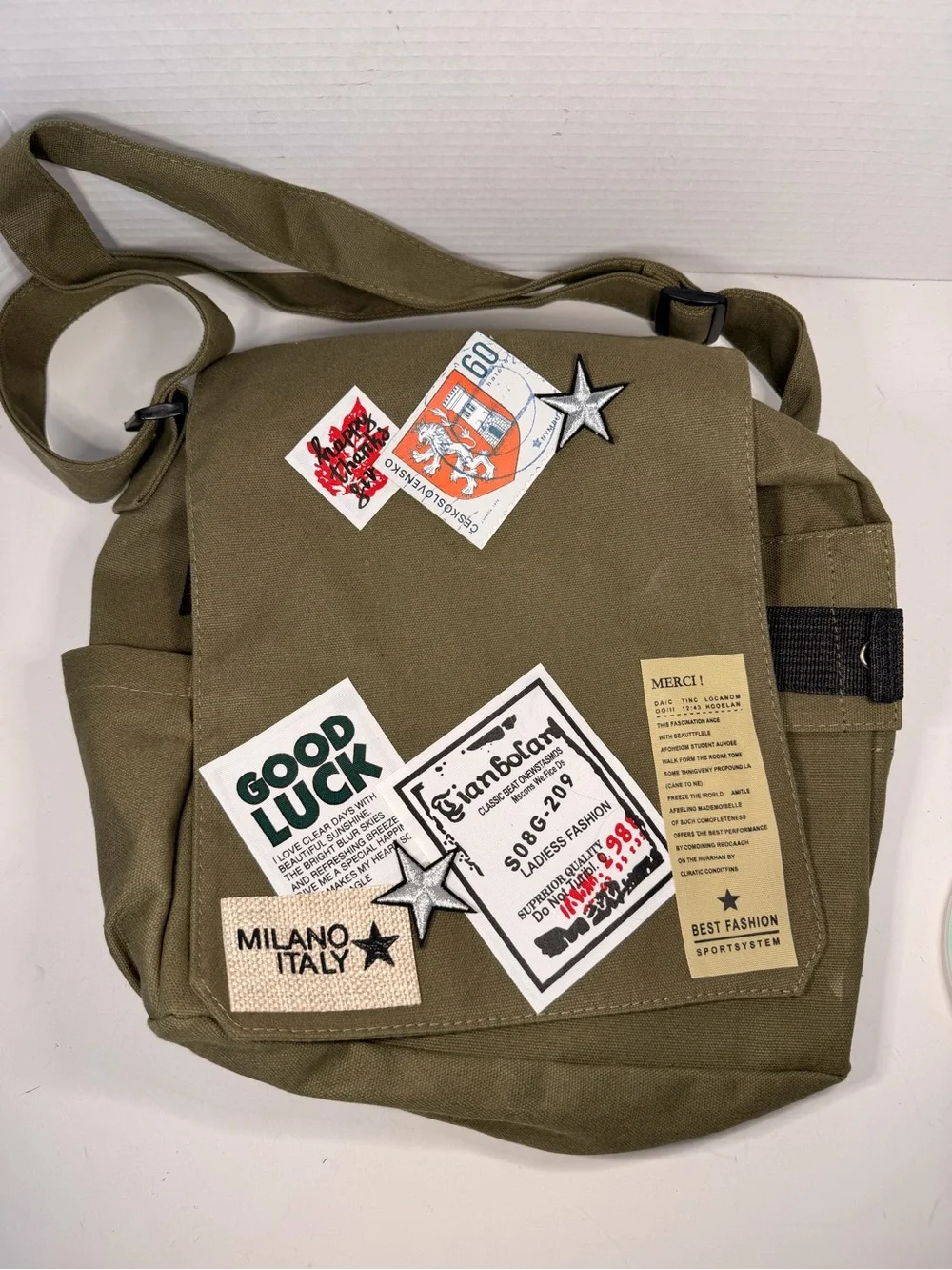 Tianbolan S08G-209 Vintage Canvas Messenger Bag Crossbody